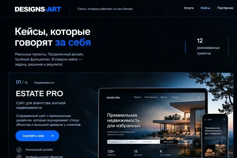 ESTATE PRO — визуальная концепция сайта